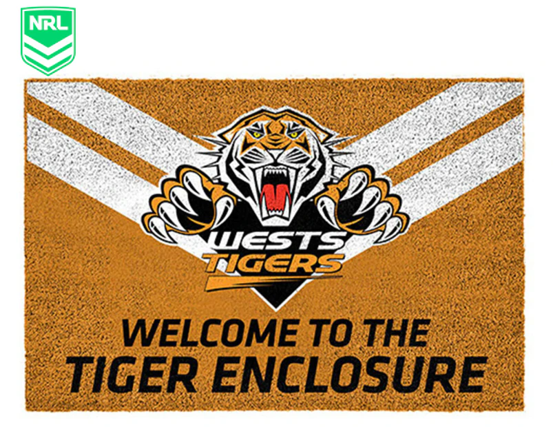 NRL Wests Tigers Door Mat - Orange/Black/White