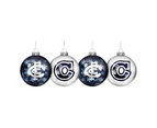 Carlton Blues AFL Set of 4 Christmas Tree Decoration Glitter Baubles