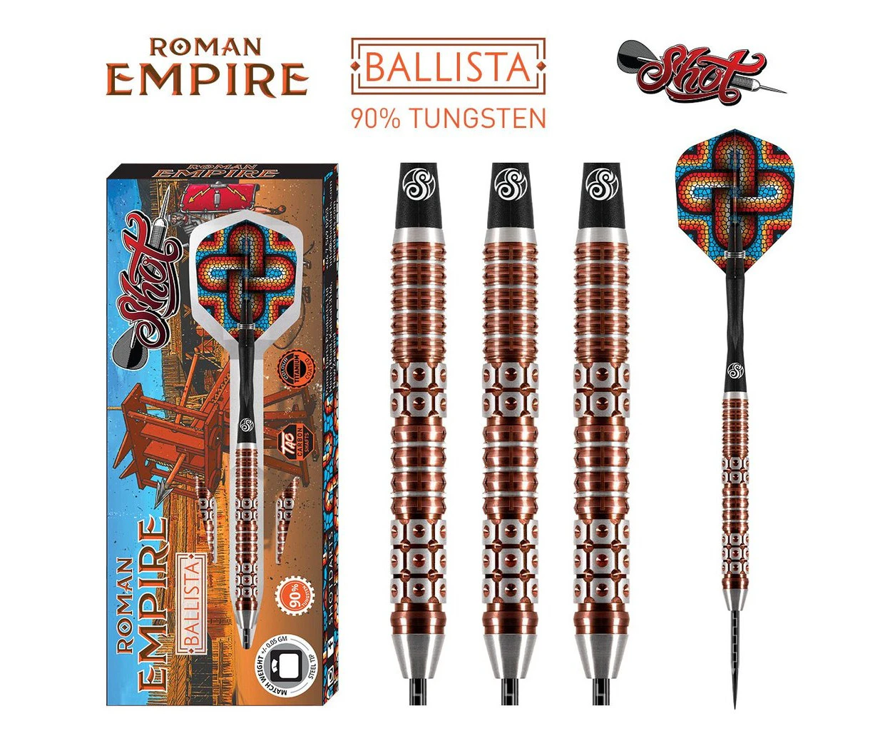 SHOT DARTS Roman Empire Ballista 90% Tungsten Titanium Coated