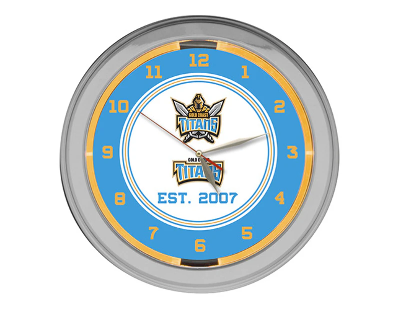 NRL 38cm Gold Coast Titans Neon Wall Clock