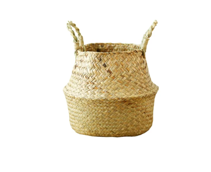 Seagrass Wicker Basket Boho Home Decor Storage Solutions - Beige