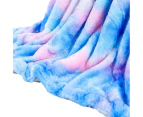 Ombre Blue Purple Soft Faux Fur Plush Blanket Winter Warmers