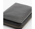 Unisex Mens Womens RFID Genuine Leather Small Wallet Zipper Purse Rugged Hide - Black 7