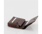 Unisex Mens Womens RFID Genuine Leather Small Wallet Zipper Purse Rugged Hide - Tan