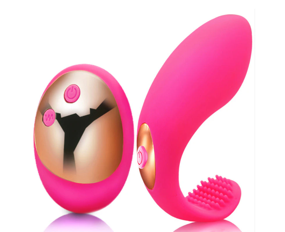 MN Remote Control Wearable Bullet Vibrator - Ribbed Rose