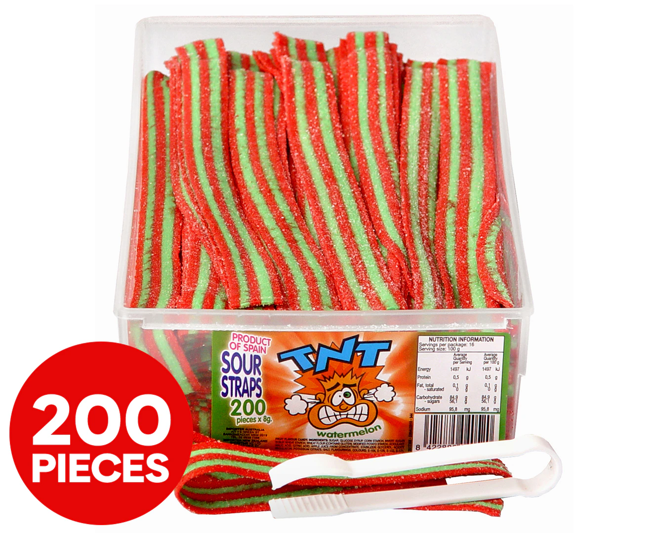 200pk TNT Sour Straps Watermelon 8g