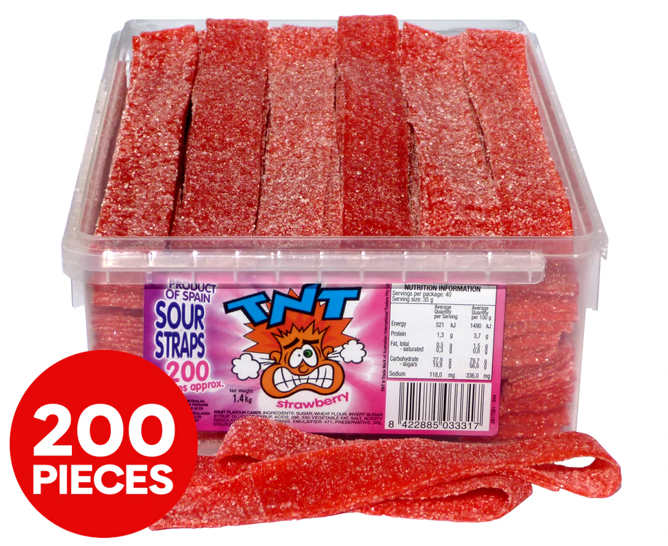 200pk TNT Sour Straps Strawberry 8g