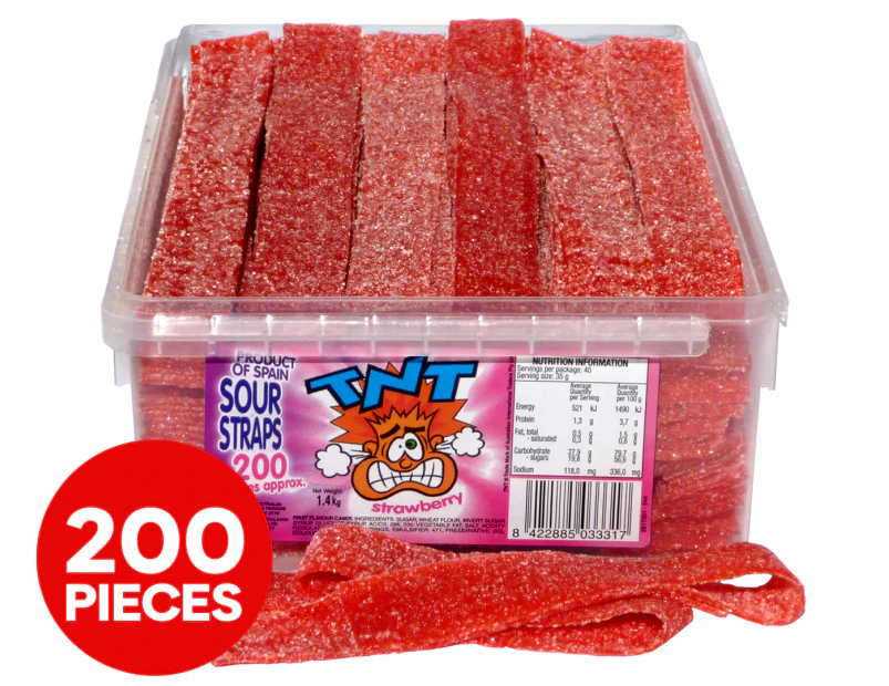 200pk TNT Sour Straps Strawberry 8g