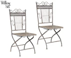 Set of 2 Willow & Silk Baroque Chairs - Antique Grey