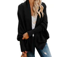 Strapsco Women's Batwing Knitted Oversized Slouchy Solid Cardigan Sweater Knit Outwear-Black