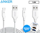 Anker 1.8m PowerLine Micro-USB to USB Charging Cable + Bonus Cable Organiser Wrap 2-Pack