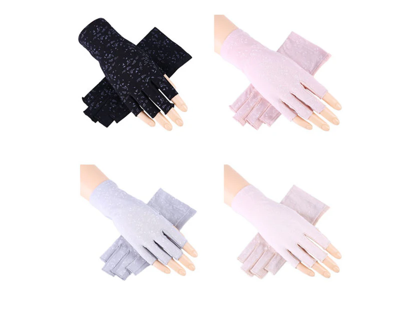 Strapsco 4 Pairs Women Gloves Summer Sunscreen Fingerless Gloves UV Protection Half Finger Gloves-B