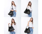 Strapsco Handbags for Women Large Designer Ladies Hobo bag Bucket Purse Faux Leather-Black