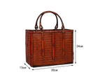 Strapsco Retro Womens Bamboo Handbag Handmade Large Tote Bag Wicker Storage Basket Bag-Three Bars