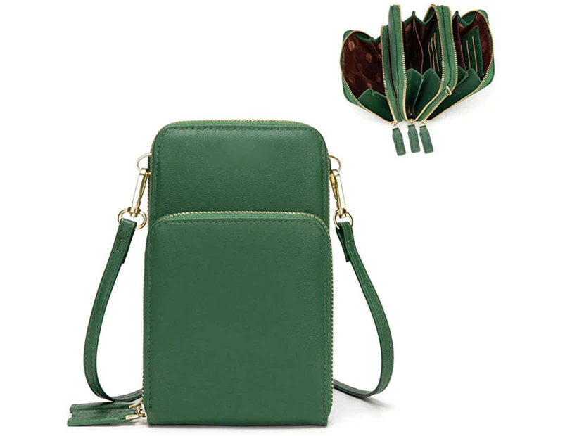 Strapsco Crossbody Phone Bag for Women Small Shoulder Bag Cell Phone Wallet Purses and Handbags with 14 Credit Card Slots-Darkgreen