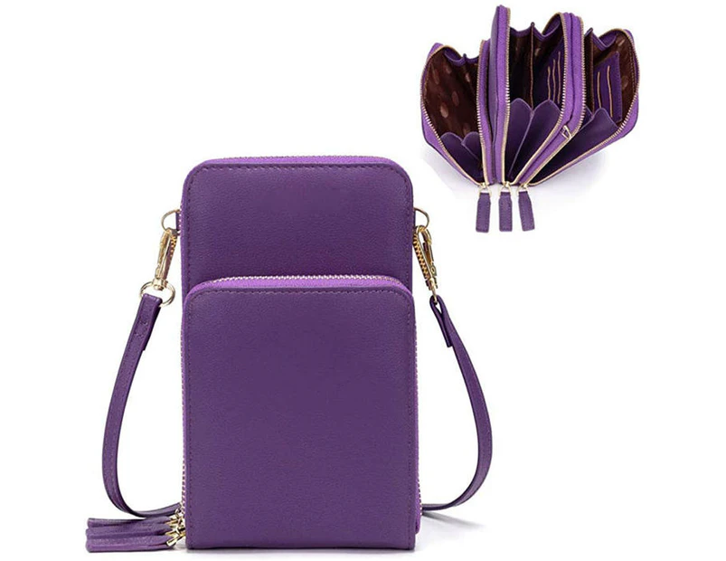 Strapsco Crossbody Phone Bag for Women Small Shoulder Bag Cell Phone Wallet Purses and Handbags with 14 Credit Card Slots-Purple