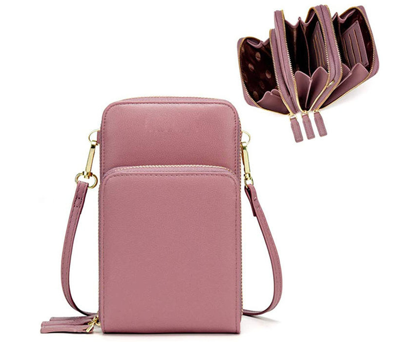 Tory Burch Miller Leather Phone Crossbody Bag Nordstrom | Mini Crossbody  Cell Phone Bag, Shoulder Strap Wallet Pouch Bag, Cell Phone Bag( Color  Light Purple 