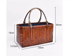 Strapsco Retro Womens Bamboo Handbag Handmade Large Tote Bag Wicker Summer Straw Basket Bag-Dark Red