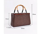 Strapsco Retro Womens Bamboo Handbag Handmade Large Tote Bag Wicker Basket Bag-Brown