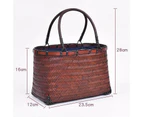 Strapsco Retro Womens Bamboo Handbag Handmade Large Tote Bag Wicker Basket Bag