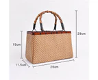 Strapsco Retro Womens Bamboo Handbag Handmade Large Tote Bag Wicker Basket Bag-Beige