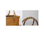 Strapsco Retro Womens Bamboo Handbag Handmade Large Tote Bag Wicker Basket Bag-Orange
