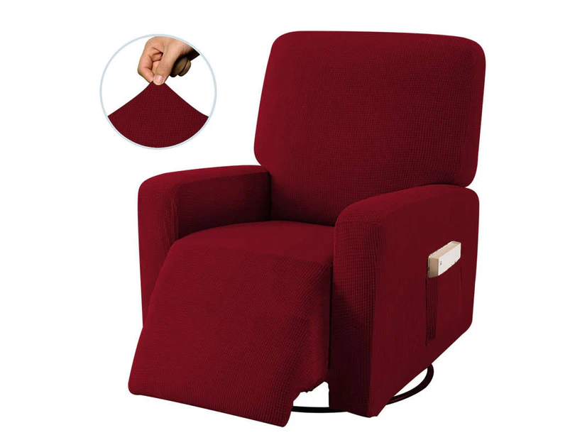 Bestier Recliner Stretch Sofa Slipcover Sofa Cover 4-Pieces Furniture Protector Couch Soft-Wine Red
