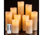 Bestier Flameless Candles Battery Operated Candles 4" 5" 6" 7" 8" 9" Set of 9 Ivory Real Wax Pillar LED Candles with 10-Key Remote