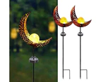 2 Pack Garden Metal Moon Weatherproof  Solar LED Decorative Lamp with Warm White Spherical Lamp Post Suitable for Lawn Courtyard Courtyard