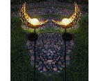 2 Pack Garden Metal Moon Weatherproof  Solar LED Decorative Lamp with Warm White Spherical Lamp Post Suitable for Lawn Courtyard Courtyard