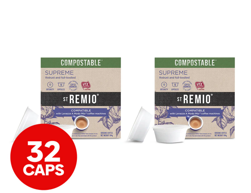 2 x 16pk St Remio Lavazza A Modo Mio Supreme Compostable Coffee Capsules