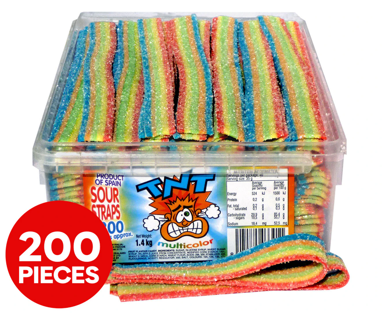 TNT Sour Straps Multicolour 200pk