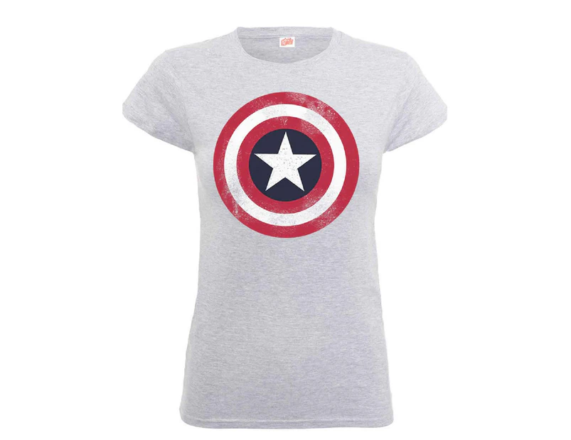 Captain America T Shirt Distressed Shield  Official Marvel Comics Kids - Grey