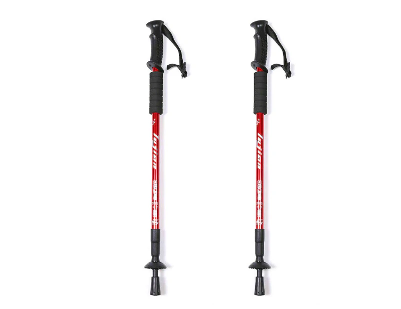 2x Trekking Hiking Poles RED