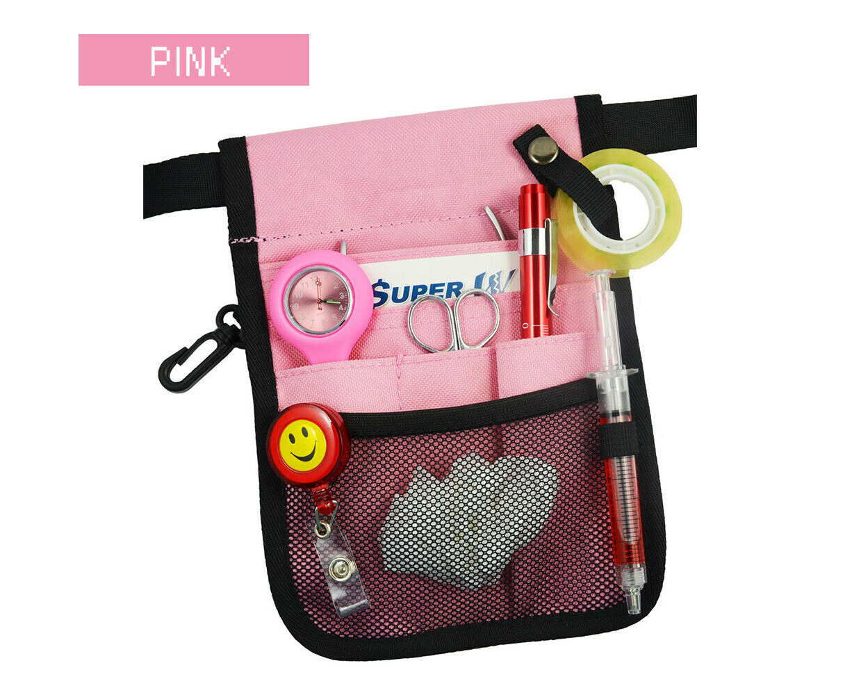 Pink Nurse Pouch Extra Pocket Bag with Belt Strap M tch