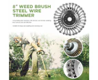 8" Weed Brush Steel Wire Trimmer Wheel Garden Lawn Mower Head Tool Grass Cutter