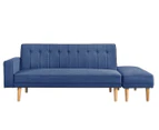 Eliving Scandinavian 3 Seater Sofa Bed w/ Ottoman Futon Couch - Blue