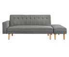Eliving Scandinavian 3 Seater Sofa Bed w/ Ottoman Futon Couch - Light Grey