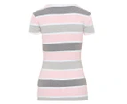 Tommy Hilfiger Women's Rugby Multi Stripe Fave Crewneck Tee / T-Shirt / Tshirt - Grey Heather/Multi