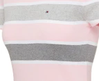 Tommy Hilfiger Women's Rugby Multi Stripe Fave Crewneck Tee / T-Shirt / Tshirt - Grey Heather/Multi