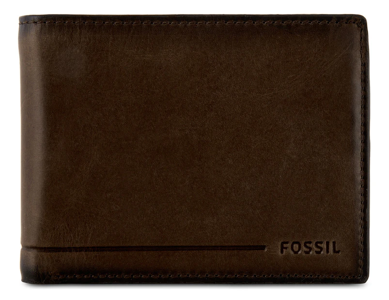 Fossil Allen RFID International Traveller Trifold Wallet - Dark Brown