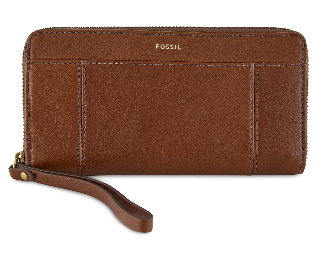 Fossil Jori Zip RFID Leather Clutch Wallet - Medium Brown 