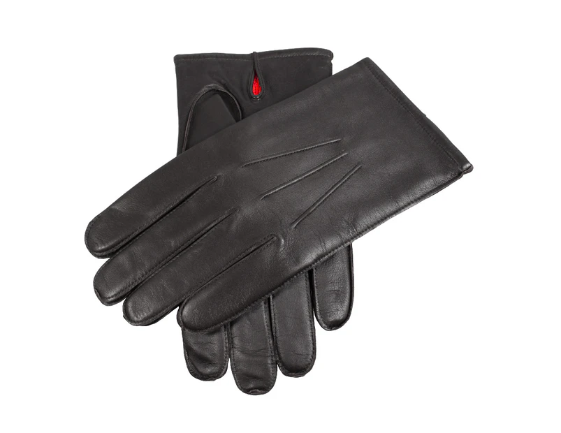 Dents Men's 3 Point Classic Leather Gloves with Australian Merino Wool Lining - Black - Black