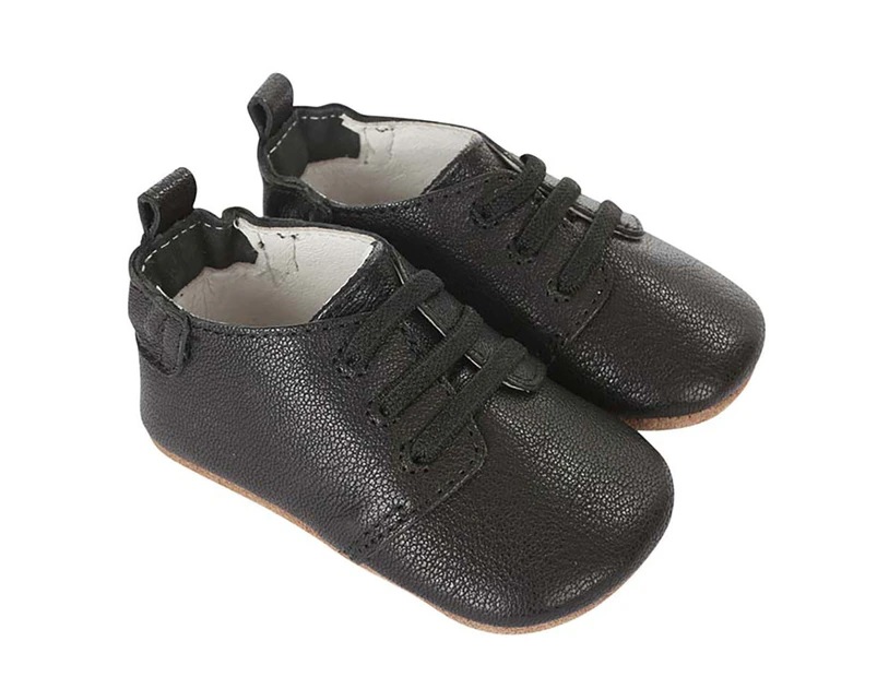 Robeez Owen Oxford Black Baby Soft Soles Shoes, First Kicks