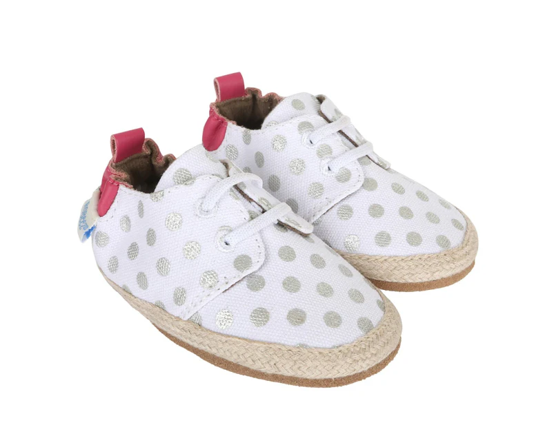 Robeez Cool & Casual Cream Dot Soft Soles Baby Shoes