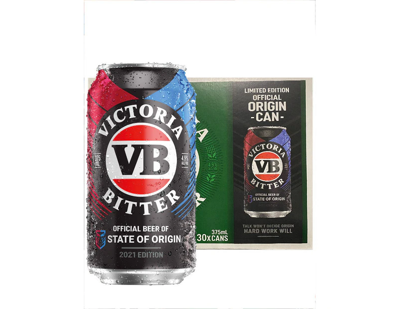 Victoria Bitter Vb Beer Limited Edition State Of Origin Case 30 X 375ml Cans