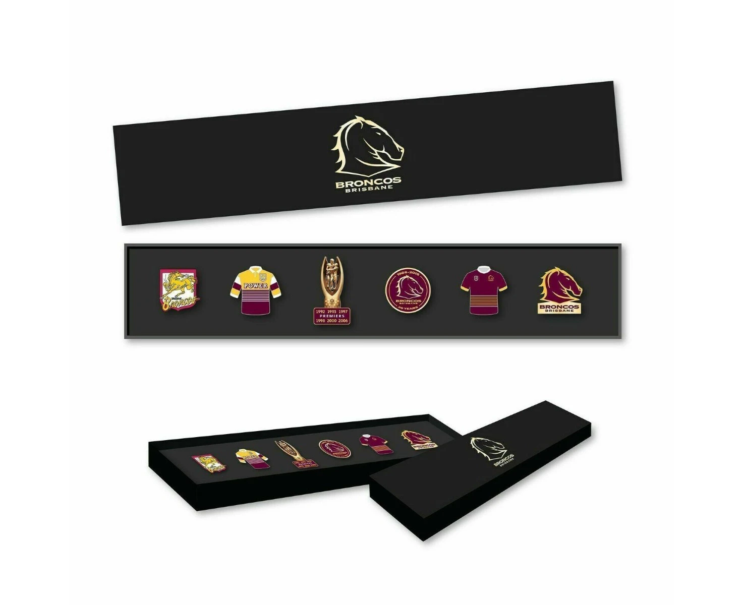 NRL Evolution Pin Set - History Logos - Brisbane Broncos