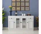 French Provincial Buffet Sideboard Cabinet 2 Drawers 4 Doors Matte White 140CM