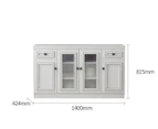 French Provincial Buffet Sideboard Cabinet 2 Drawers 4 Doors Matte White 140CM