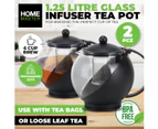 Home Master 2PCE Infuser Tea Glass Body 6 Cup Brew Dishwasher Safe 1.25L